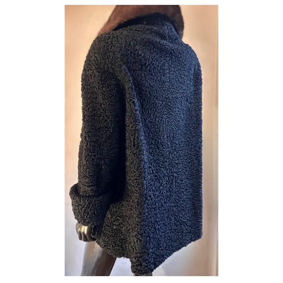 SOLD Schiaparelli vintage mahogany mink & Persian lamb coat, circa 1950s - Picture 7 of 12